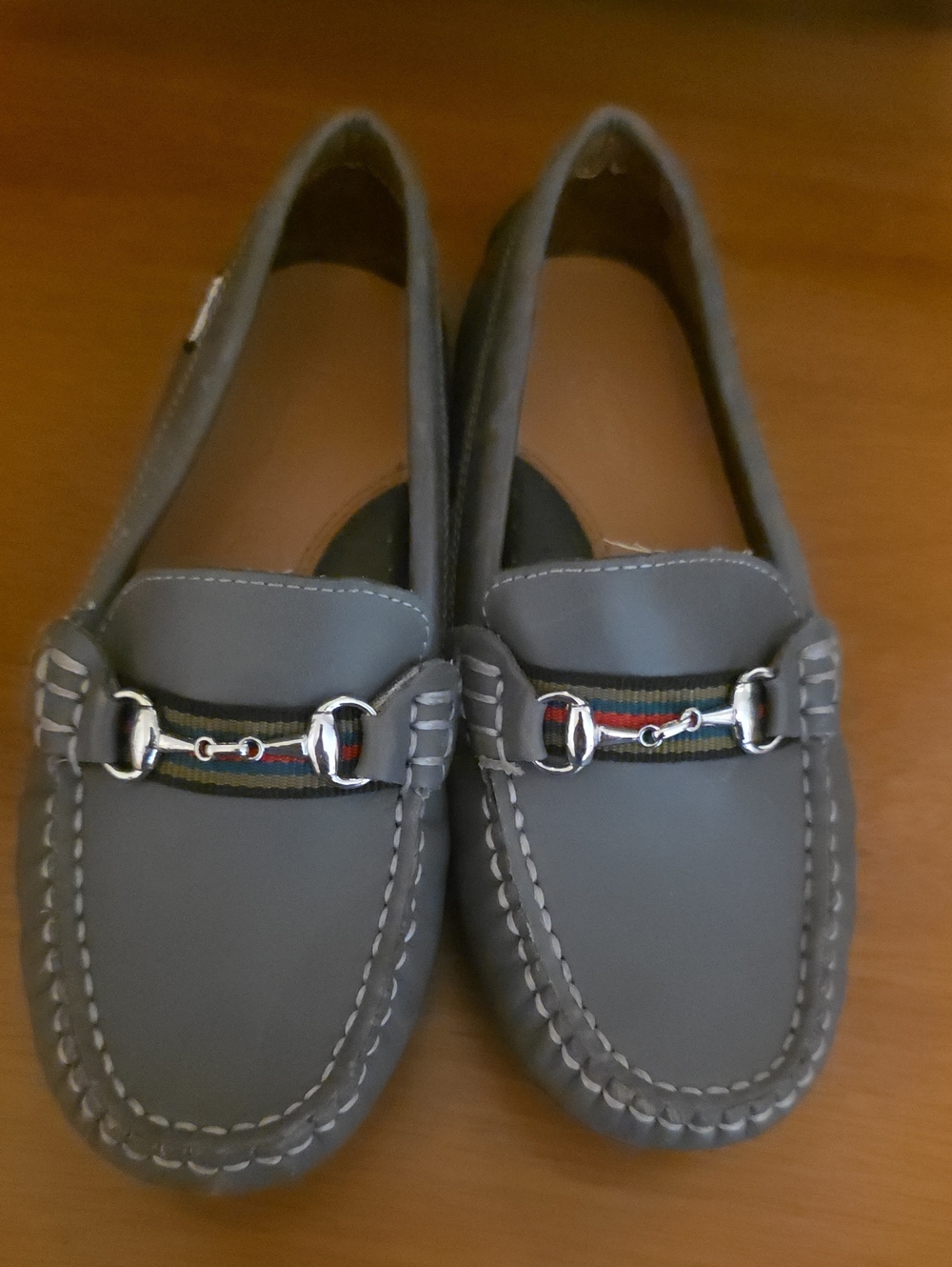 Venettini Gray Kids Dress Loafers with Silver Bit